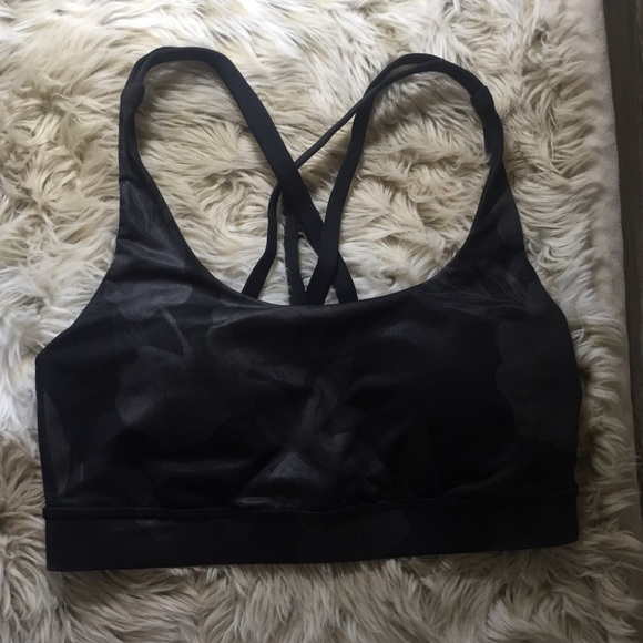 Lululemon gray black floral sports bra 4 - Picture 2 of 8